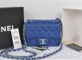 Chanel A1115 lambskin small classic flap handbag blue bag 5780