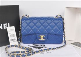 Chanel A1116 lambskin small classic flap handbag blue bag 5782