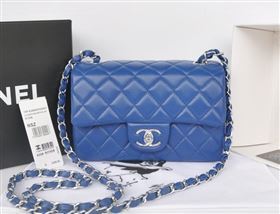 Chanel A1116 lambskin small classic flap handbag blue bag 5784