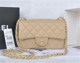 Chanel A1116 lambskin small classic flap handbag apricot bag 5787