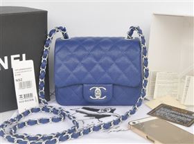 Chanel A1115 caviar lambskin small classic flap handbag blue bag 5789