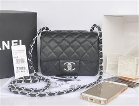 Chanel A1115 caviar lambskin small classic flap handbag black bag 5791