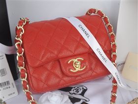 Chanel A1115 caviar lambskin small classic flap handbag red bag 5793