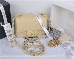 Chanel A1115 caviar lambskin small classic flap handbag apricot bag 5796