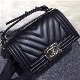 Chanel A92059 lambskin small le boy handbag black bag 5706