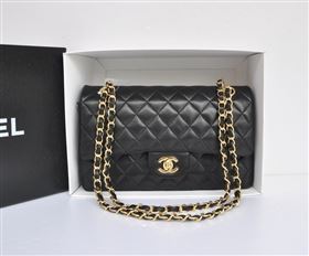 chaneI A1112 lambskin classic flap handbag black bag 5713