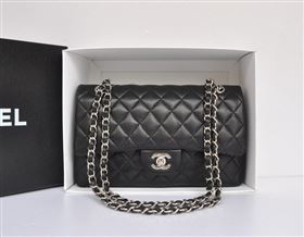 chaneI A1112 lambskin classic flap handbag black bag 5715