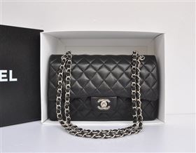 Chanel A1112 lambskin classic flap handbag black bag 5715