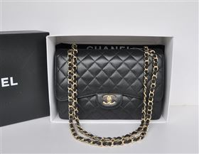 Chanel A36097 large caviar lambskin classic flap handbag black bag 5721