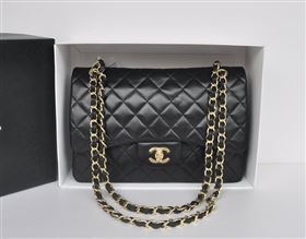 chaneI A36097 large lambskin classic flap handbag black bag 5723