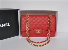 chaneI A36097 large caviar lambskin classic flap handbag red bag 5726