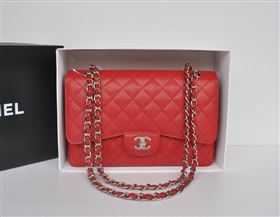 Chanel A36097 large caviar lambskin classic flap handbag red bag 5727