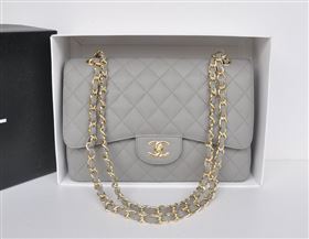 Chanel A36097 large caviar lambskin classic flap handbag gray bag 5728