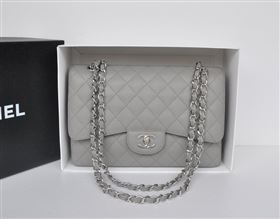 Chanel A36097 large caviar lambskin classic flap handbag gray bag 5730