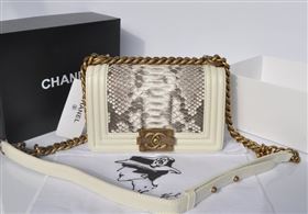 Chanel A66094 python leather le boy handbag gray bag 5734