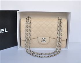 Chanel A36097 large caviar lambskin classic flap handbag apricot bag 5736