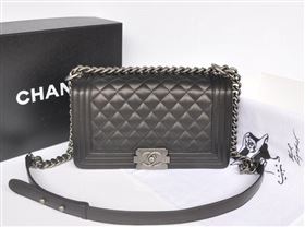 Chanel A67086 lambskin medium le boy handbag black bag 5737