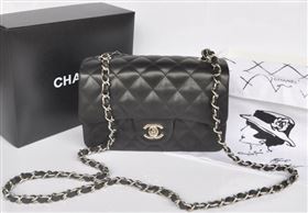 Chanel A1116 lambskin small classic flap handbag black bag 5738