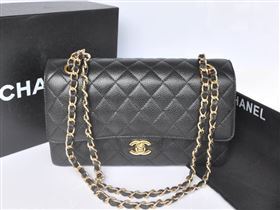 Chanel A1112 caviar lambskin classic flap handbag black bag 5739