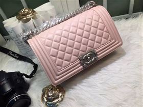 Chanel A67086 caviar lambskin medium le boy handbag pink bag 5841