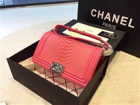 Chanel A66095 python leather medium le boy handbag red bag 5847