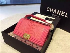 Chanel A66095 python leather medium le boy handbag red bag 5848