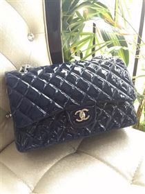 Chanel A1113 large paint lambskin handbag blue bag 5881