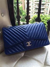 Chanel A1113 large lambskin V handbag blue bag 5883