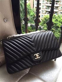 Chanel A1113 large lambskin V handbag black bag 5884