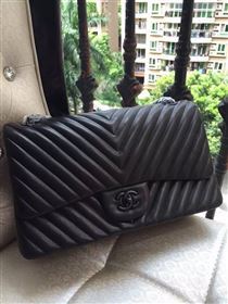 Chanel A1113 large lambskin V handbag black bag 5885