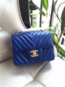 chaneI A1115 small lambskin blue handbag V bag 5893