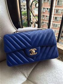 chaneI A1116 small lambskin blue handbag V bag 5894