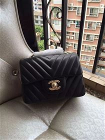 Chanel A1115 small lambskin black handbag V bag 5895