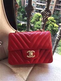 Chanel A1115 small lambskin red handbag V bag 5896