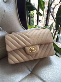 Chanel A1116 small lambskin apricot handbag V bag 5899