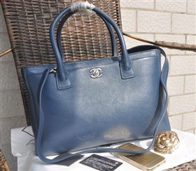 Chanel A66439 lambskin large shopping tote handbag blue bag 5801