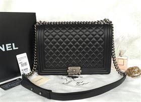 Chanel A67087 lambskin large le boy handbag black bag 5808