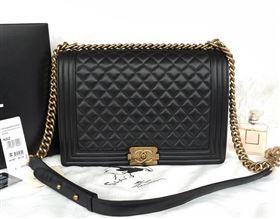 Chanel A67087 lambskin large le boy handbag black bag 5809