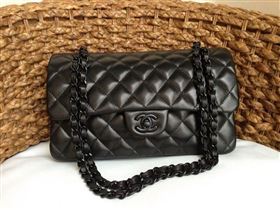 chaneI A1112 lambskin classic flap handbag black bag 5814
