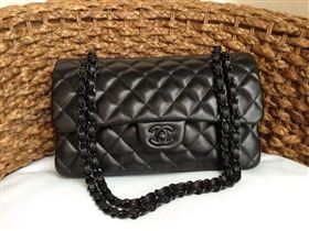 Chanel A1112 lambskin classic flap handbag black bag 5814