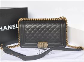 Chanel A67086 lambskin medium le boy handbag black bag 5816