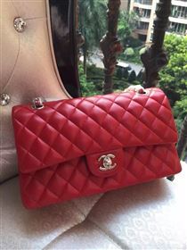 Chanel A1112 lambskin classic flap handbag red bag 5821