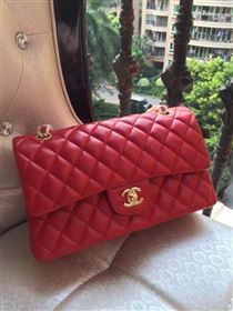 Chanel A1112 lambskin classic flap handbag red bag 5822