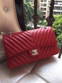 Chanel A1112 lambskin V classic flap handbag red bag 5833