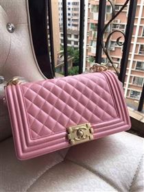 Chanel A67086 caviar lambskin medium le boy handbag pink bag 5837