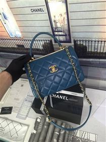 Chanel A92236 lambskin tote shoulder handbag blue bag 5940