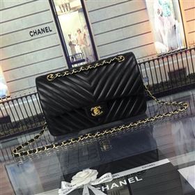 chaneI A1112 caviar lambskin V flap handbag black bag 5946
