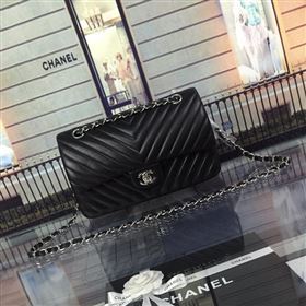 chaneI A1112 caviar lambskin V flap handbag black bag 5947