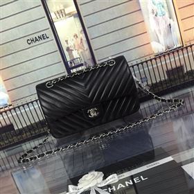 Chanel A1112 caviar lambskin V flap handbag black bag 5947