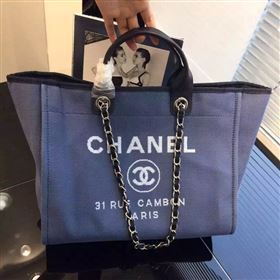 chaneI A68046 original canvas shopping handbag black bag 5949